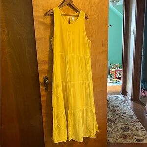A New Day Yellow Sleeveless Tiered Maxi Dress